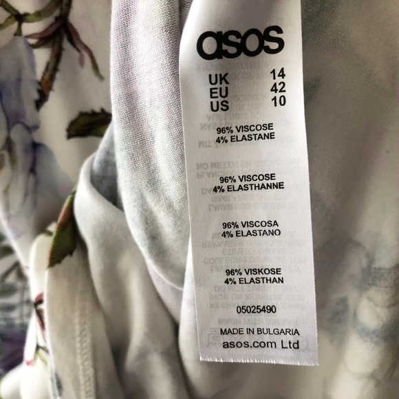 Asos faux wrap dress floral daisy print purple 10 - Picture 7 of 7